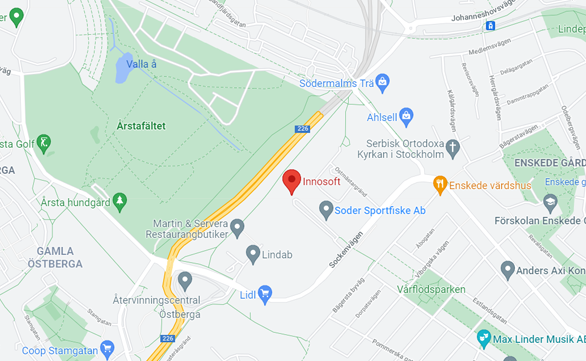 Google Maps of Innosoft's office location in Stockholm